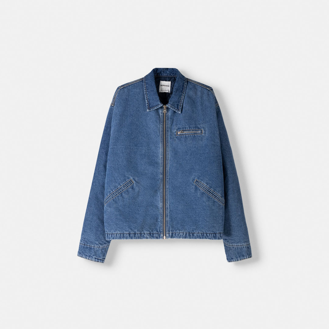 Moudda BERSHKA - Bleu – veste jean rembourrée style Worker - Tunisie 1