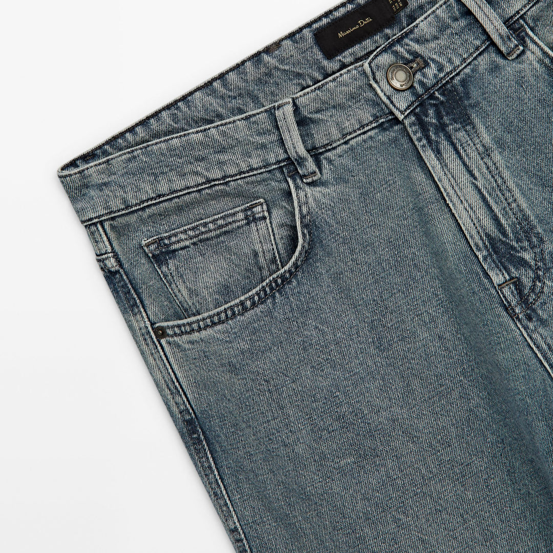 Moudda Massimo Dutti - Pantalon jean gris clair coupe fuselée - Tunisie 6