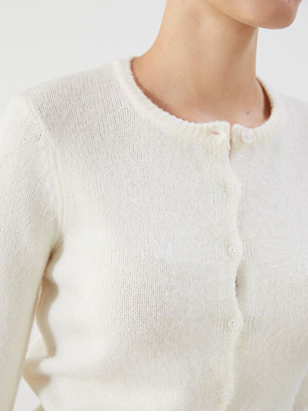 Moudda LC Waikiki - Cardigan tricot moyen Femme Ecru - Tunisie 3