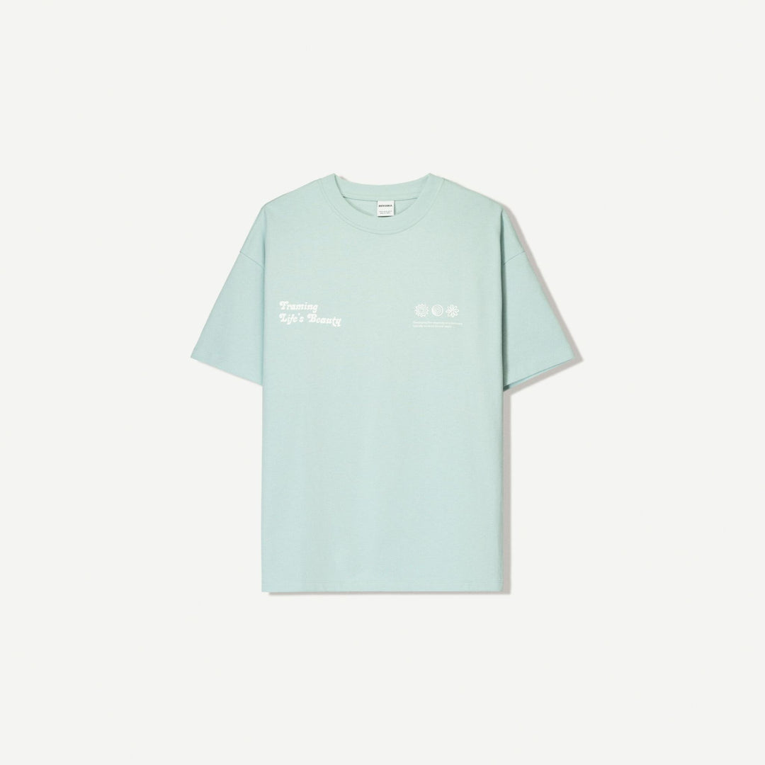 Moudda BERSHKA - T-Shirt Oversize - Col Rond & Imprimé Ange/Chaise/Ours - Tunisie 1