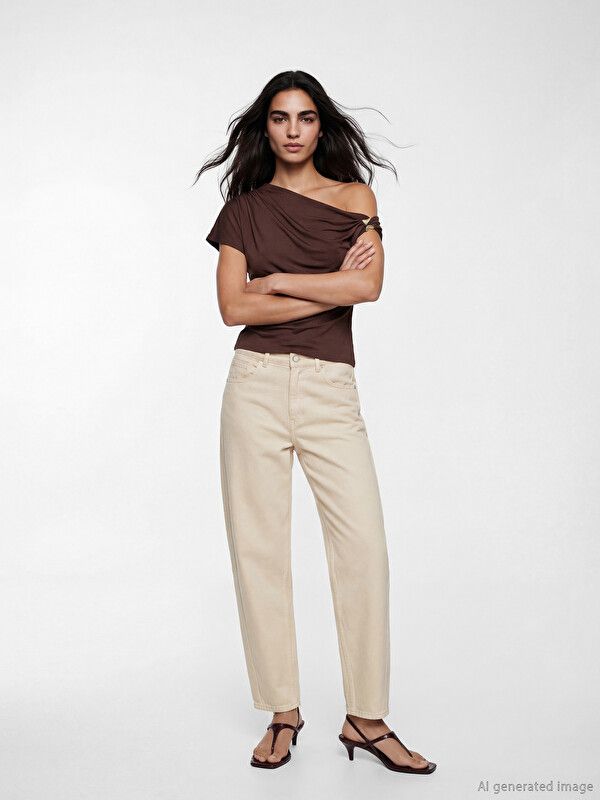 Moudda LC Waikiki - Pantalon en jean pour Femme couleur Écru - Tunisie 1