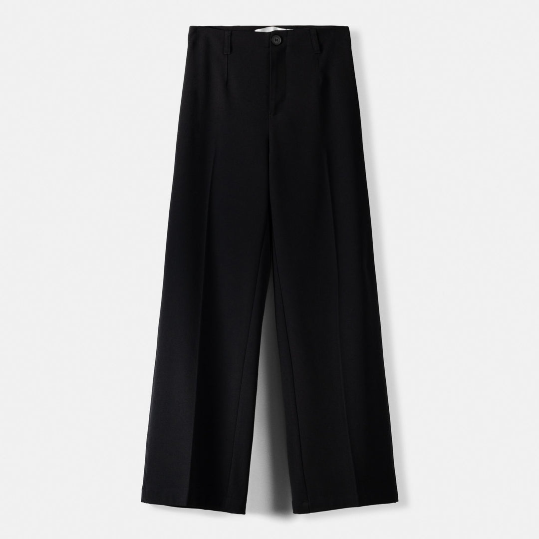 Moudda BERSHKA - Pantalon polyviscose large noir, passants - Tunisie 1