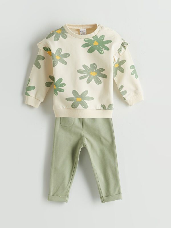 Moudda LC Waikiki - Ensemble en jersey Fille Crème imprimée - Tunisie 1