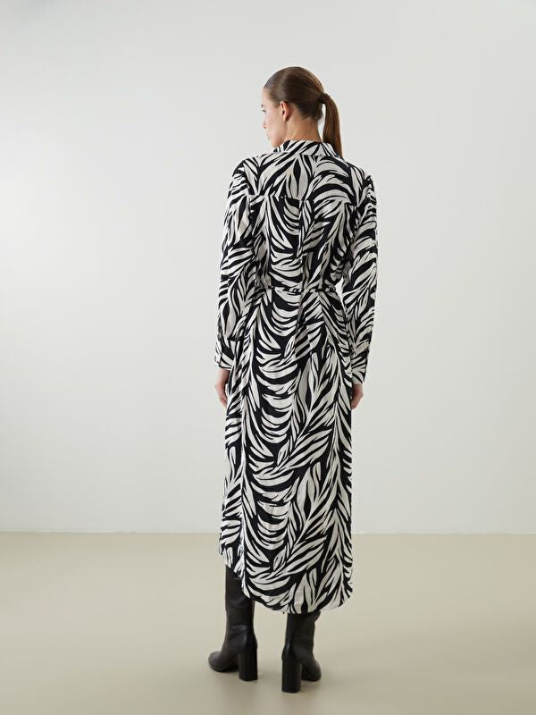 Moudda LC Waikiki - Robe tissée manches longues Femme Imprimé en noir - Tunisie 4