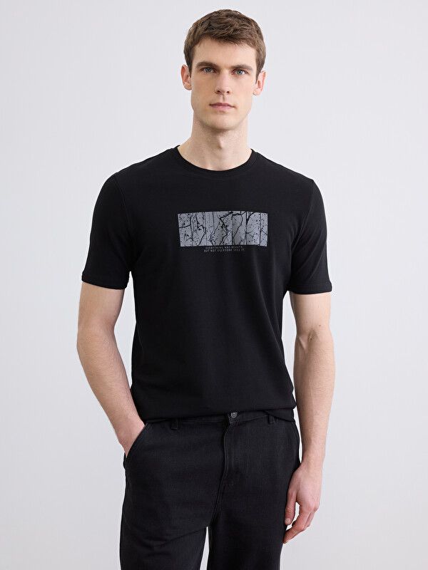 Moudda LC Waikiki - T-shirt imprimé manches courtes en jersey pour Homme couleur Noir - Tunisie 1