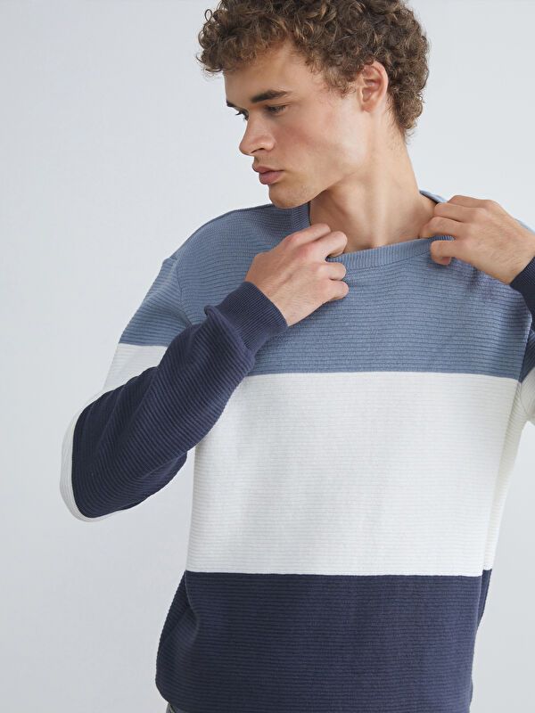 Moudda LC Waikiki - Pull rayé en tricot couleur Anthracite pour hommes - Tunisie 1