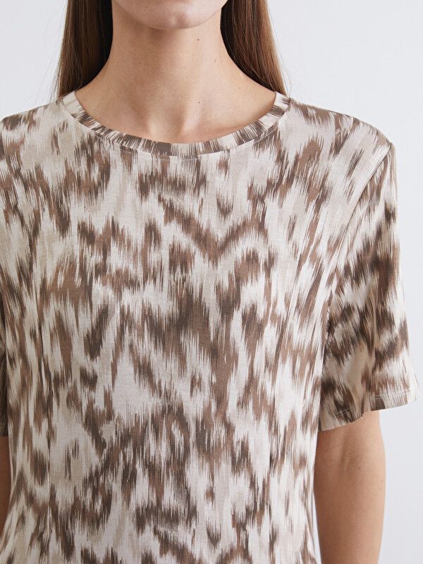 Moudda LC Waikiki - Robe manches courtes en jersey pour Femme couleur Brique imprimé - Tunisie 3