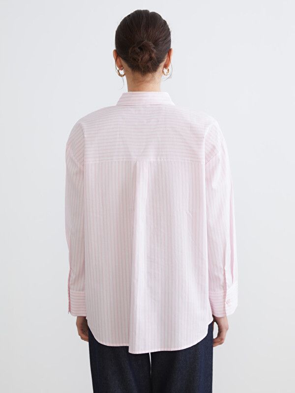 Moudda LC Waikiki - Chemise manches longues en tissu maternité pour Femme couleur Rose rayé - Tunisie 4
