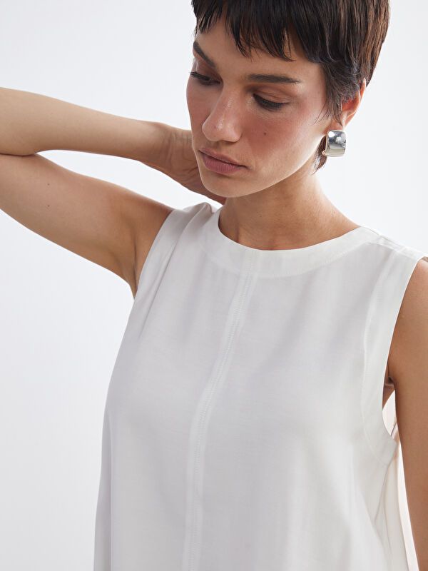 Moudda LC Waikiki - Blouse tissée sans manches Femme Ecru - Tunisie 1