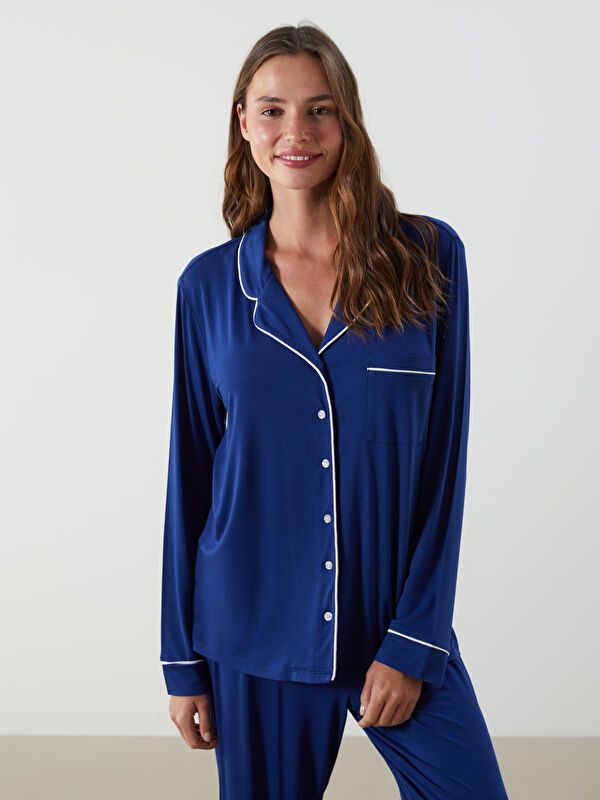 Moudda LC Waikiki - Pyjama en jersey manches longues Femme Bleu marine claire - Tunisie 2