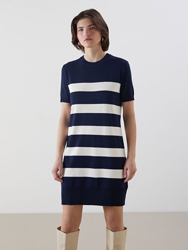 Moudda LC Waikiki - Robe tricot Femme Ecru rayé - Tunisie 2