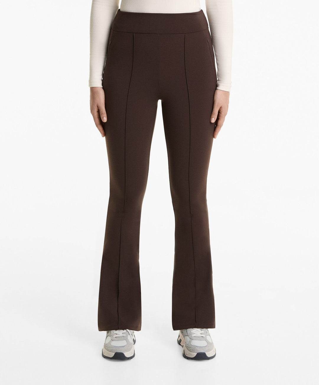 Moudda Oysho - Pantalon Long Flare Chaud - Taille Haute, Cheville, Zip & Couture - Tunisie 1