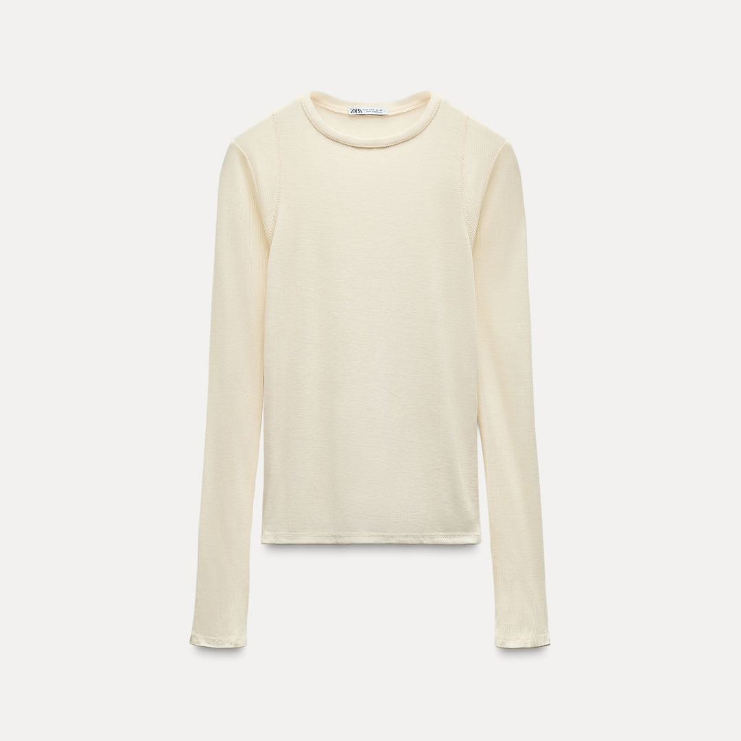 Moudda ZARA - T-shirt bi-matière col rond manches longues - Tunisie 1