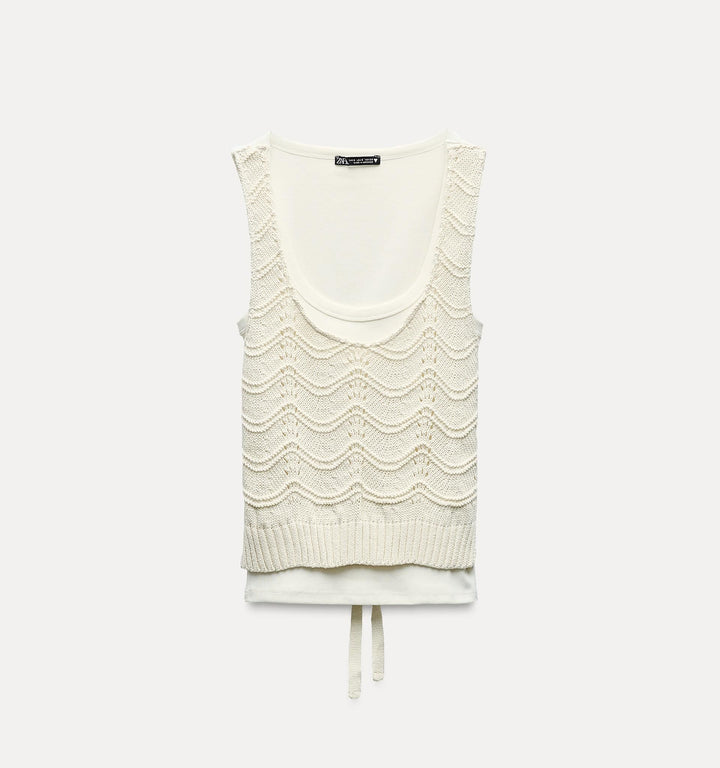 Moudda ZARA - T-shirt bretelles côtelé, gilet assorti - Tunisie 1