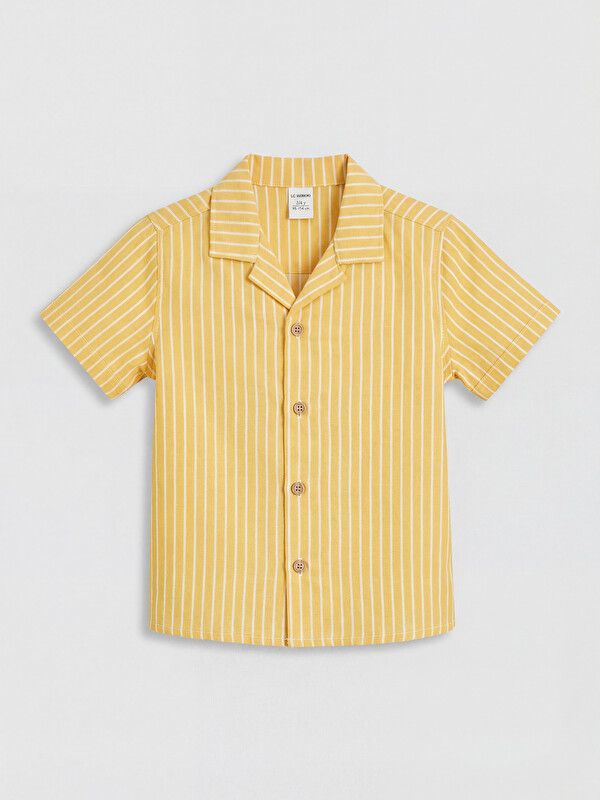 Moudda LC Waikiki - Ensemble manches courtes en tissu pour Garçon couleur Jaune foncé rayé - Tunisie 2