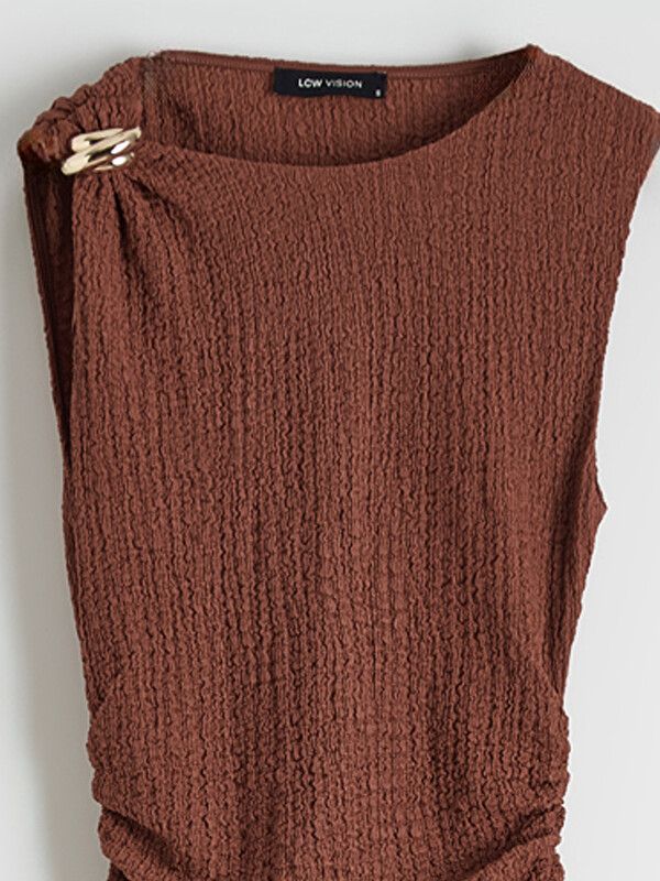Moudda LC Waikiki - Robe manches courtes en jersey pour Femme couleur Brique - Tunisie 2