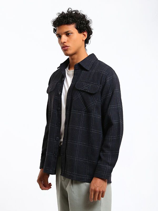 Moudda LC Waikiki - Surchemise en tissu (Shacket) couleur Bleu marine pour hommes - Tunisie 4