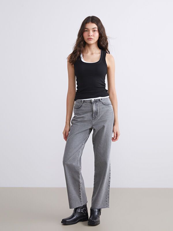 Moudda LC Waikiki - Pantalon tissé en denim Femme Anthracite - Tunisie 1