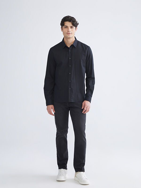 Moudda LC Waikiki - Chemise tissée manches longues Homme Noir - Tunisie 2