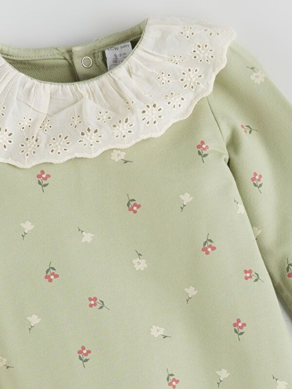 Moudda LC Waikiki - Salopette bébé en jersey manches longues Fille Impression vert terne - Tunisie 2