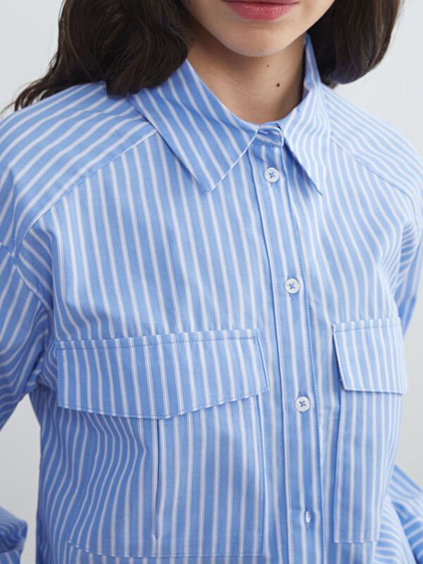 Moudda LC Waikiki - Chemise tissée manches longues Femme Rayures bleues - Tunisie 3