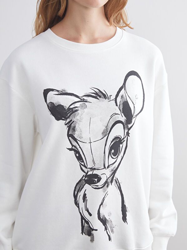 Moudda LC Waikiki - Sweatshirt en jersey sous licence Femme Ecru - Tunisie 3