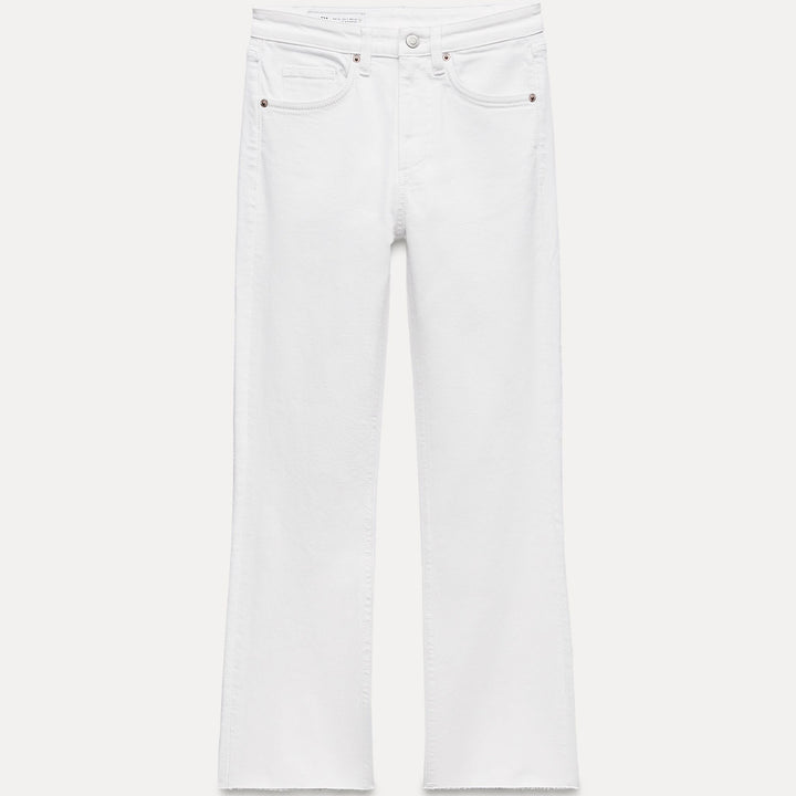 Moudda ZARA - Pantalon évasé court 5 poches taille haute ourlet brut - Tunisie 2