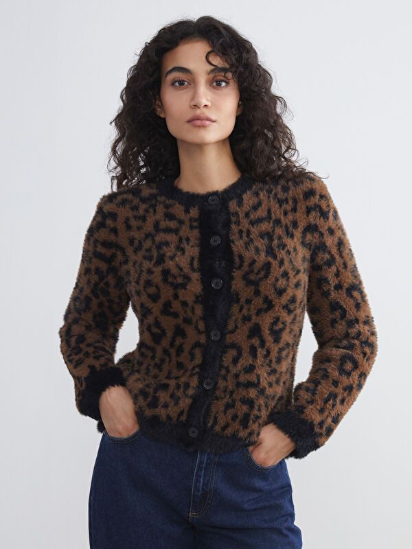 Moudda LC Waikiki - Cardigan en tricot Femme Jacquard marron - Tunisie 1