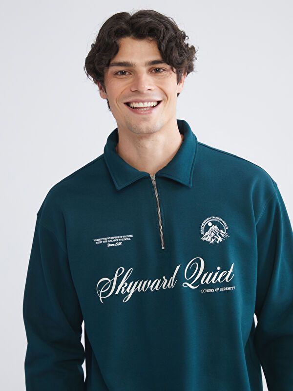 Moudda LC Waikiki - Sweatshirt en jersey couleur Bleu pétrol foncé pour hommes - Tunisie 1