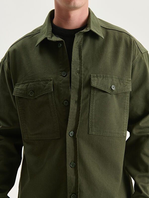 Moudda LC Waikiki - Veste-chemise tissée Homme Kaki - Tunisie 3