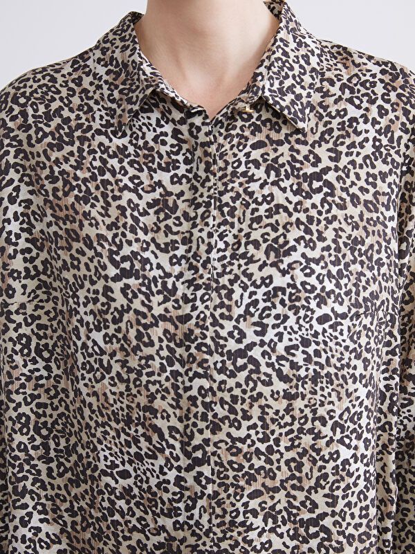 Moudda LC Waikiki - Chemise tissée imprimée manches longues Femme Imprimé en noir - Tunisie 3