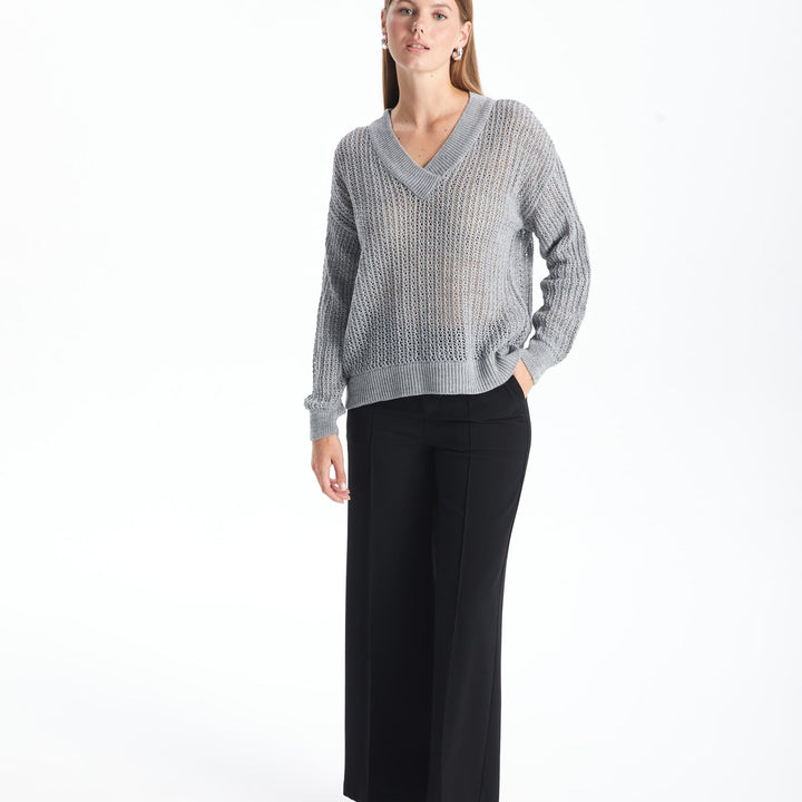 Moudda LC Waikiki - Pull tricot fin Femme Gris clair - Tunisie 2