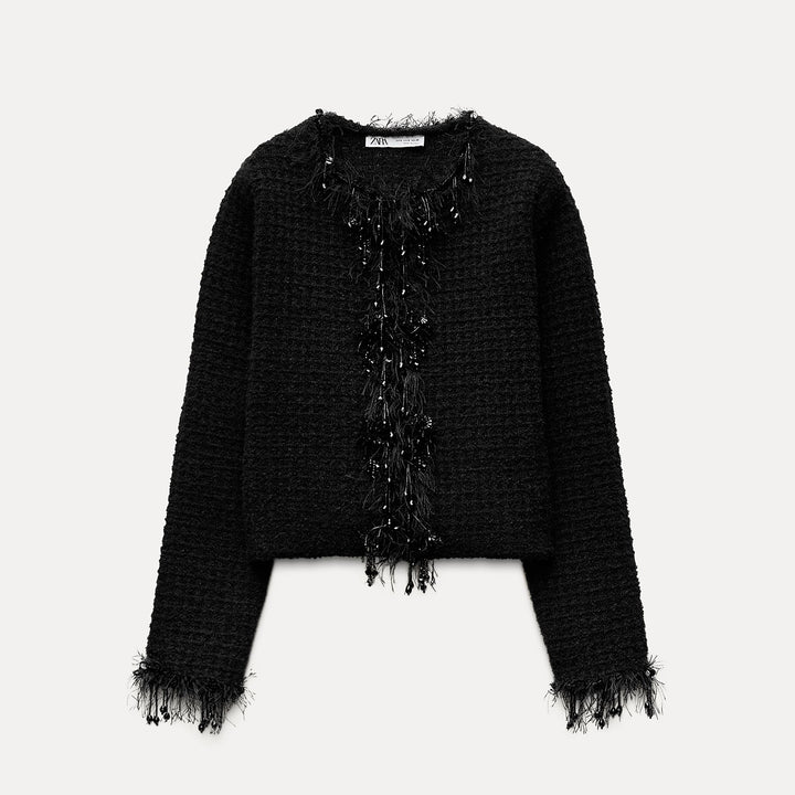 Moudda ZARA - Veste carreaux ornements pierre onyx/franges - Tunisie 1