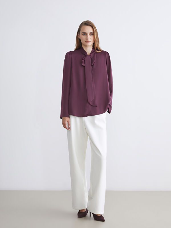 Moudda LC Waikiki - Blouse tissée manches longues Femme Prune - Tunisie 2