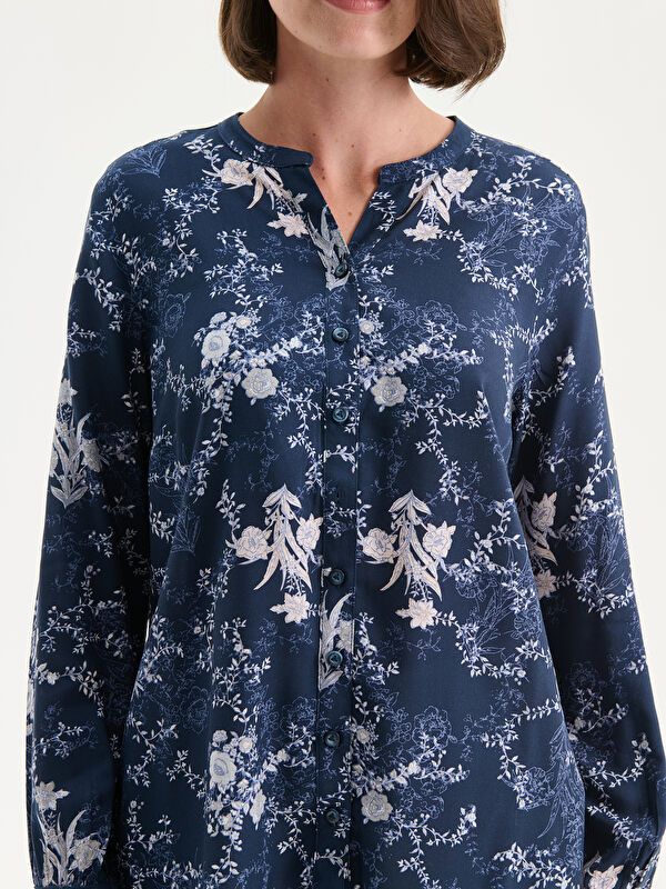 Moudda LC Waikiki - Chemise tissée imprimée manches longues Femme Imprimé marine - Tunisie 3