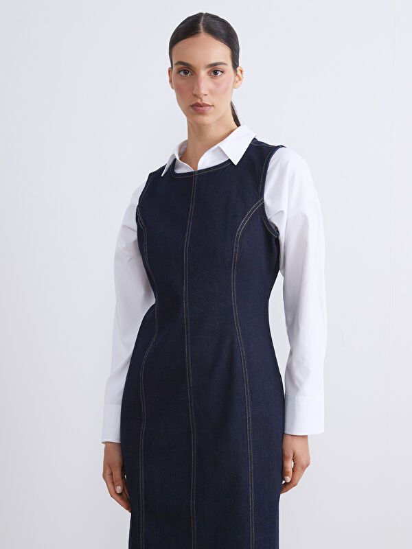 Moudda LC Waikiki - Robe tissée manches courtes denim Femme Rodéo noir - Tunisie 2