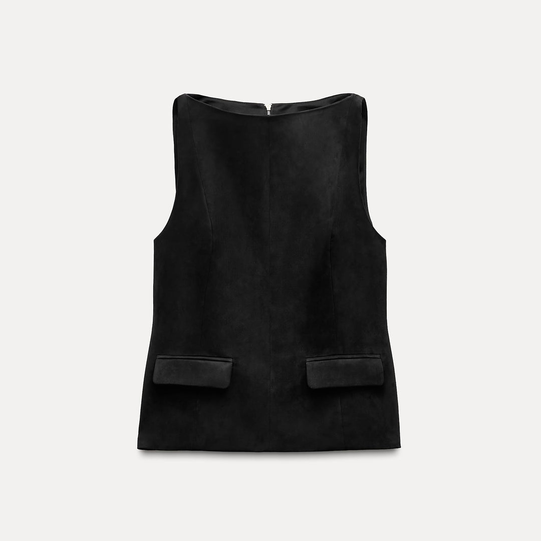 Moudda ZARA - Top antilope encolure bateau manches courtes détail poches - Tunisie 1