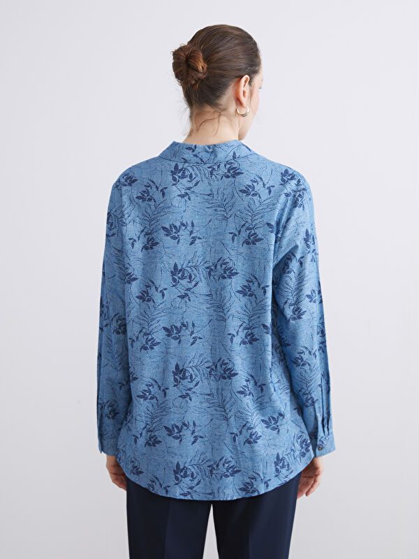 Moudda LC Waikiki - Chemise tissée imprimée manches longues Femme Imprimé à l'indigo - Tunisie 4