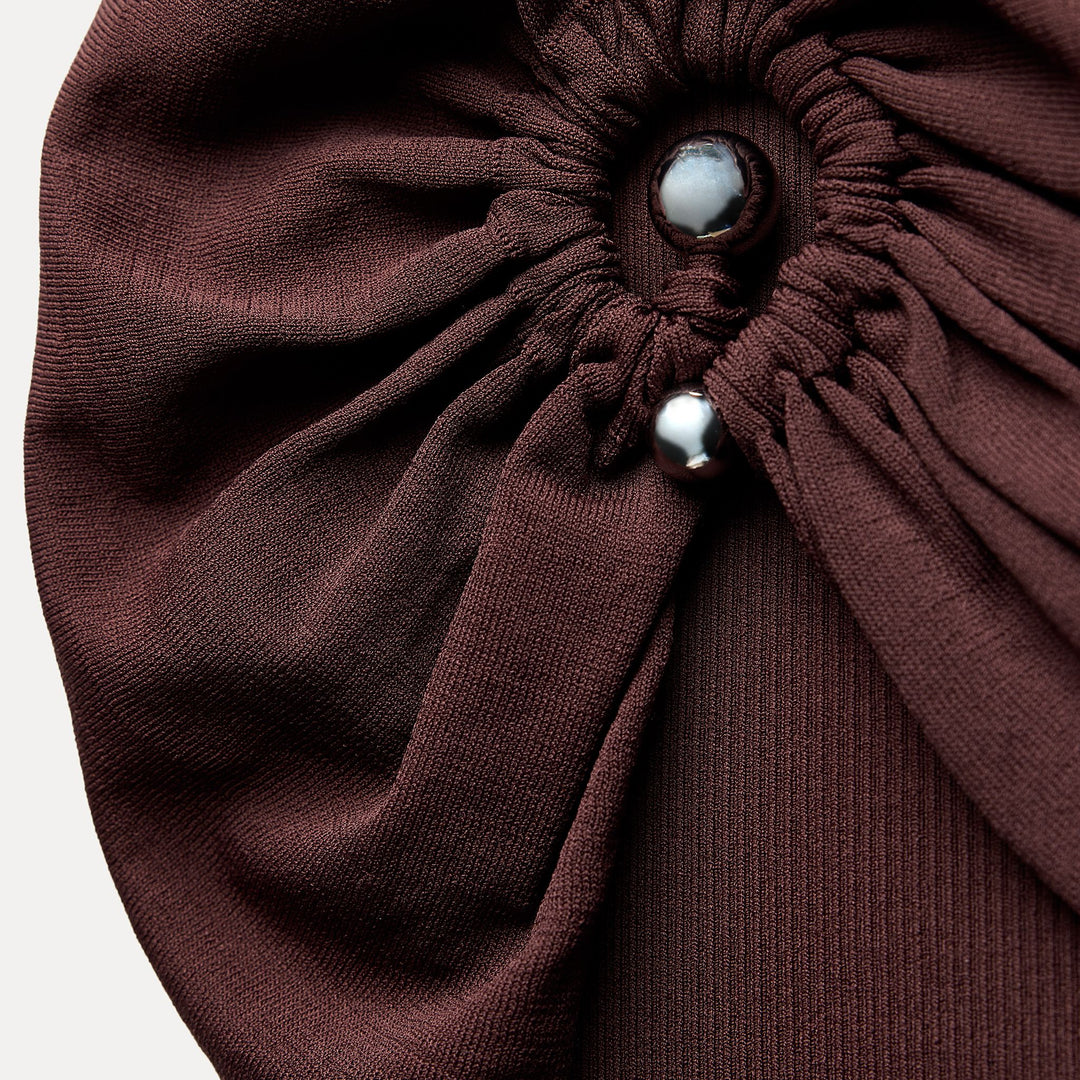 Moudda ZARA - Marron – top épaules dénudées détail métallique - Tunisie 3