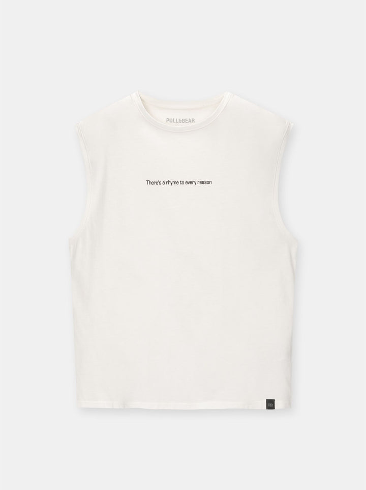 Moudda PULL & BEAR - T-Shirt Bretelles Larges Texte Poitrine - Tunisie 1