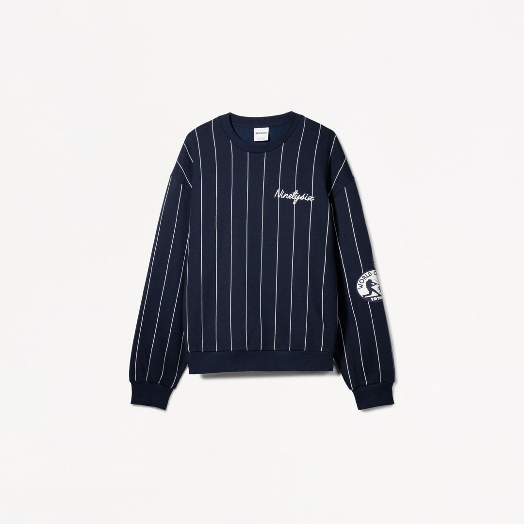 Moudda BERSHKA - Sweat Col Rond - Rayures Verticales Preppy Baseball - Tunisie 1