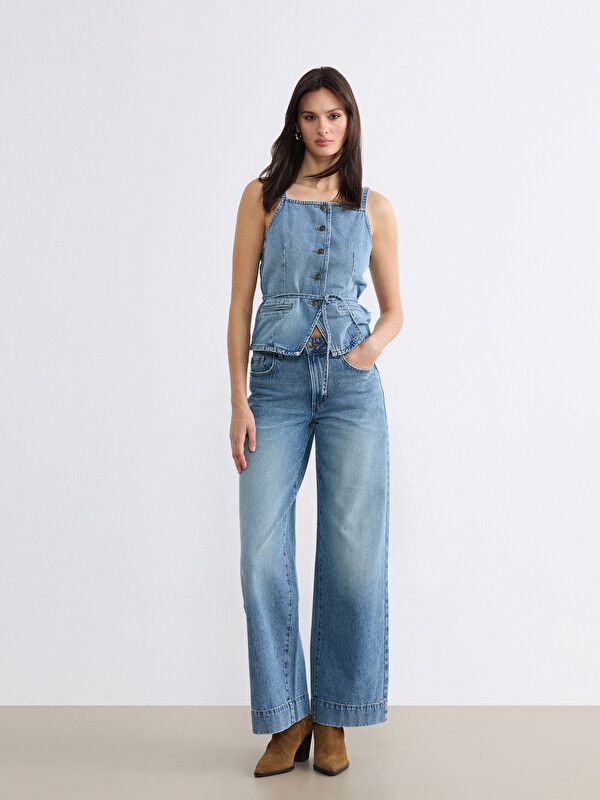 Moudda LC Waikiki - Pantalon en jean pour Femme couleur Rodeo Bleu indigo moyen - Tunisie 1