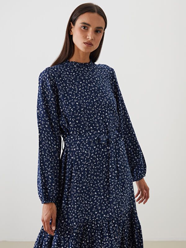 Moudda LC Waikiki - Robe tissée manches longues Femme Imprimé marine - Tunisie 2