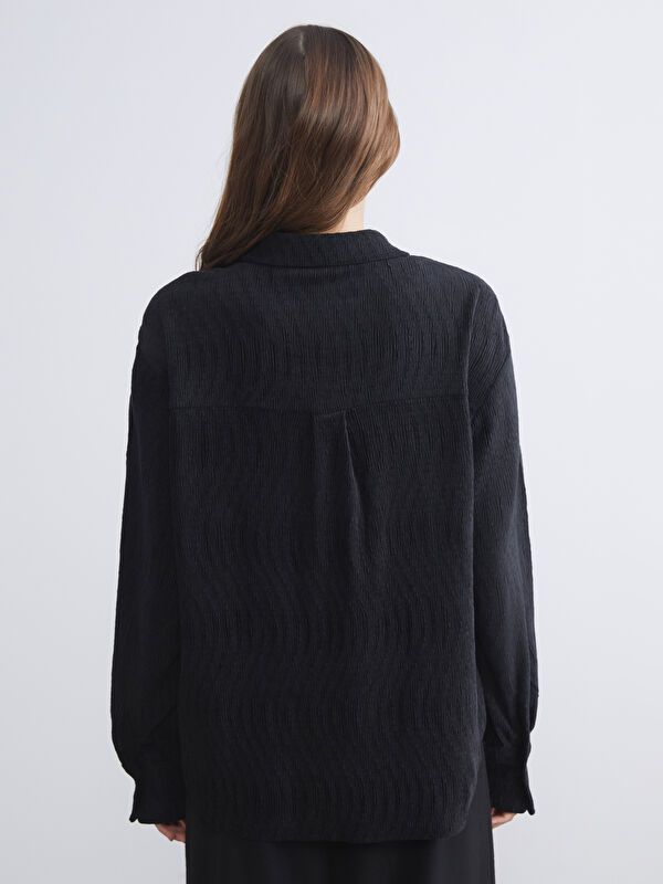 Moudda LC Waikiki - Chemise tissée manches longues Femme Noir - Tunisie 4