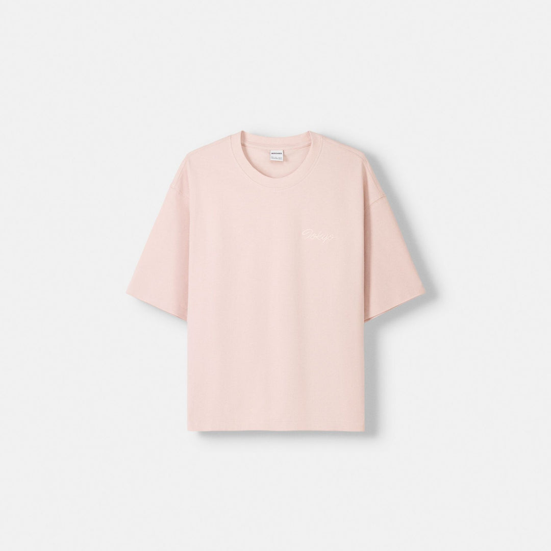 Moudda BERSHKA - T-Shirt Crop - Piqué & Détail Broderie - Tunisie 1