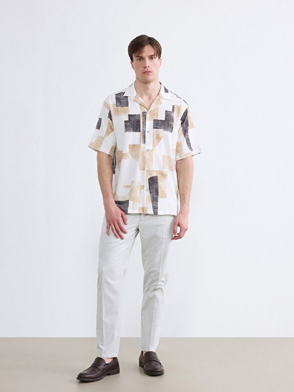 Moudda LC Waikiki - Chemise imprimée manches courtes en tissu pour Homme couleur  Beige - Tunisie 2