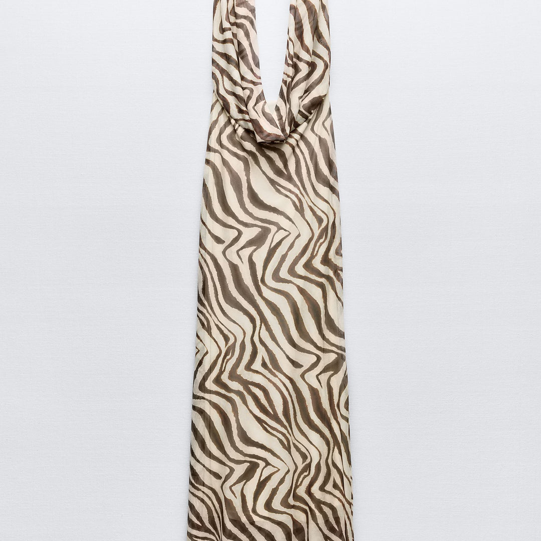 Moudda ZARA - Robe longue mesh drapée imprimée zèbre - Tunisie 1