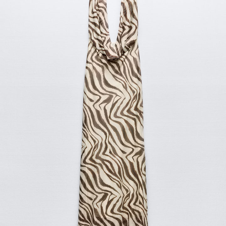Moudda ZARA - Robe longue mesh drapée imprimée zèbre - Tunisie 1
