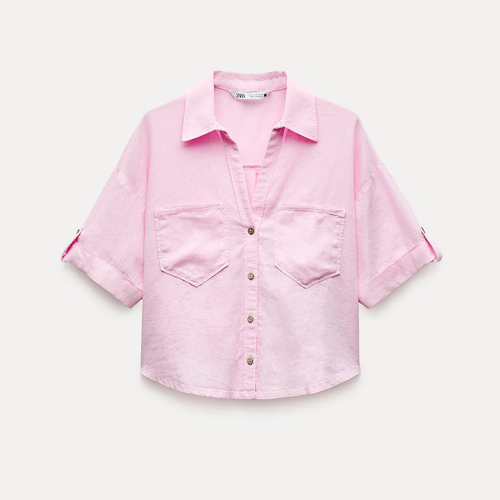 Moudda ZARA - Chemise Lin et Viscose Manches Courtes - Tunisie 1
