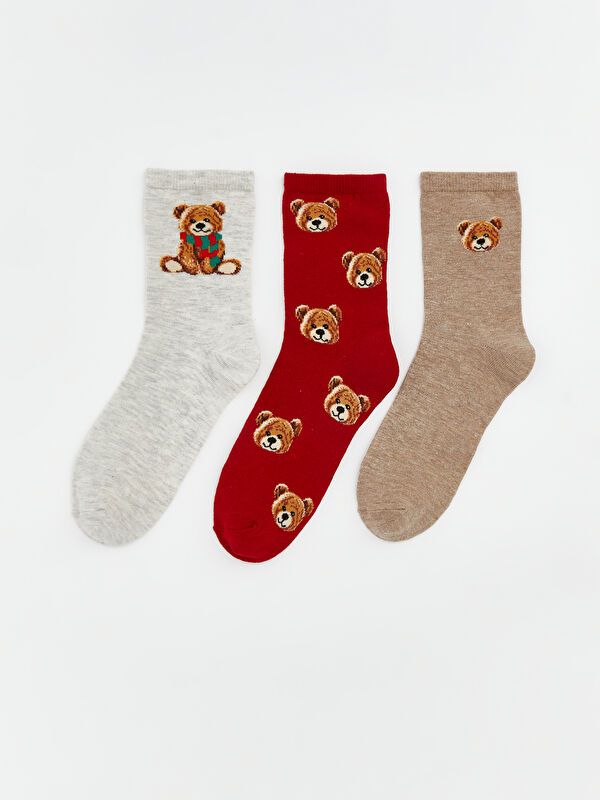 Moudda LC Waikiki - Chaussettes cheville couleur Gris clair mélangé pour femmes - Tunisie 1